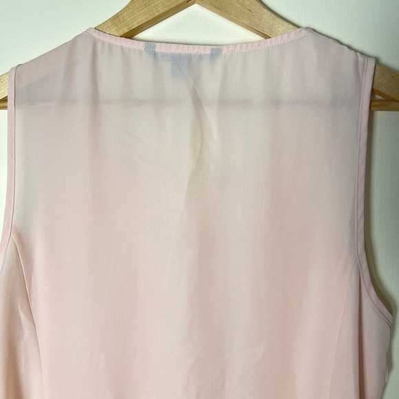 Zac & Rachel Women Top M Pink Blush Lace Embroidery Panel Front Sleeveless Sheer - Picture 10 of 15